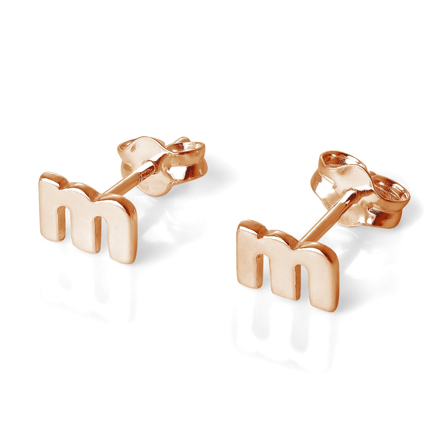 Rose Gold Plated Sterling Silver Alphabet Letters (A- T) Stud Earrings