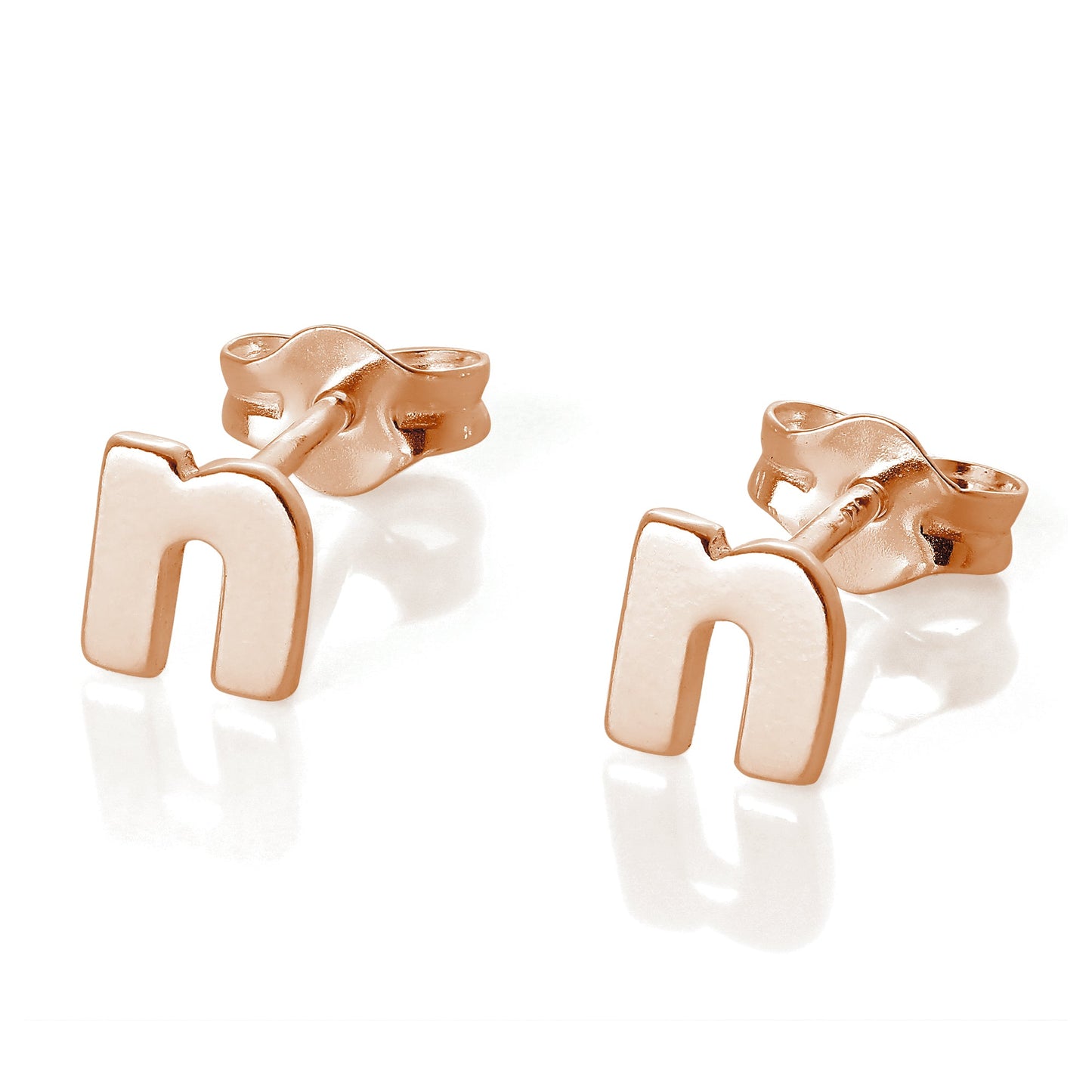 Rose Gold Plated Sterling Silver Alphabet Letters (A- T) Stud Earrings