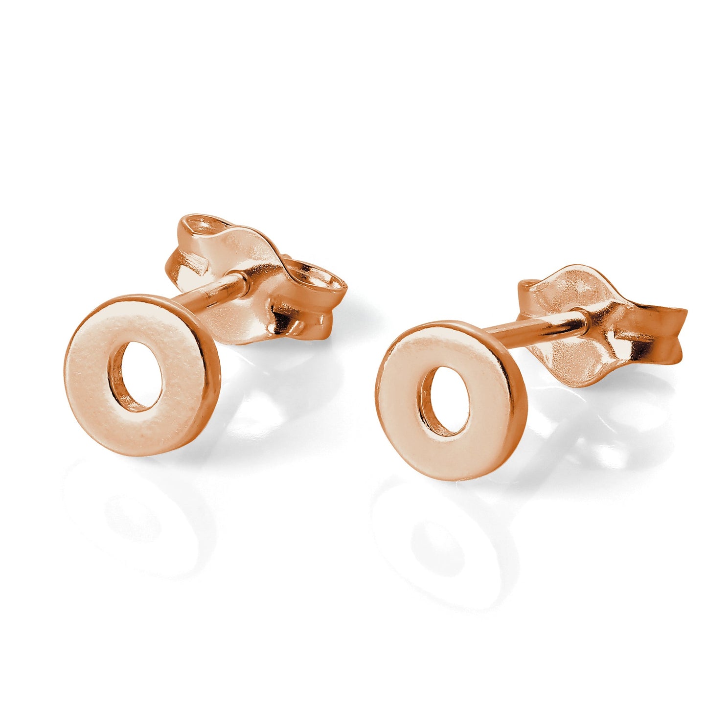 Rose Gold Plated Sterling Silver Alphabet Letters (A- T) Stud Earrings