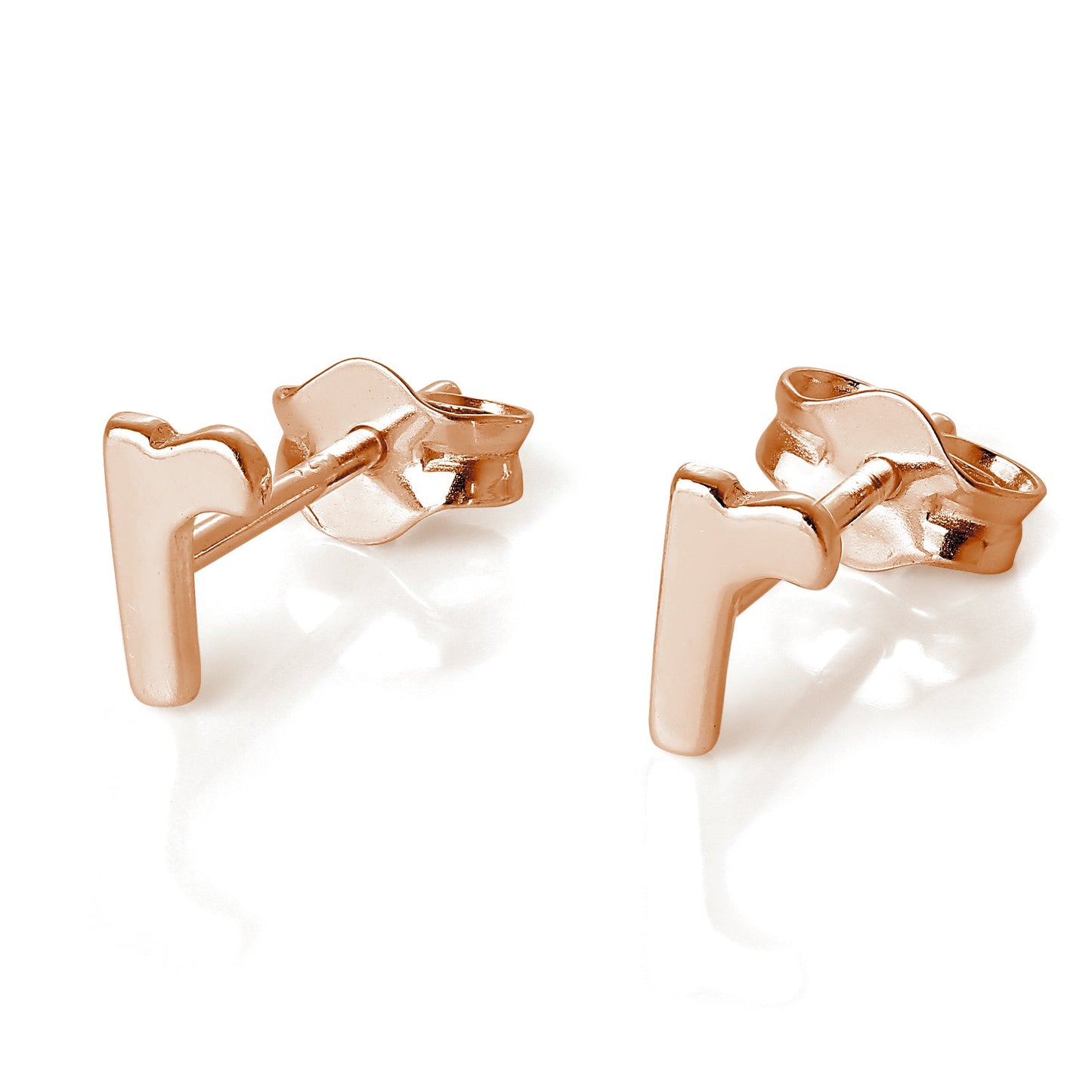 Rose Gold Plated Sterling Silver Alphabet Letters (A- T) Stud Earrings