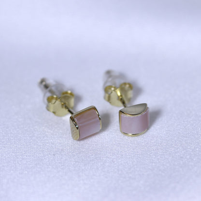 Gold Plated Sterling Silver Domed Mother of Pearl Stud Earrings