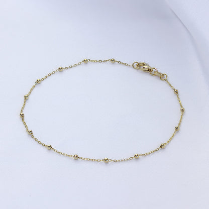 9ct Gold Bobble Ball Bead Chain Bracelet 7.5 Inches