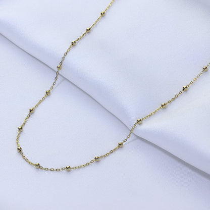 9ct Gold Bobble Ball Bead Chain Necklace 18 Inches