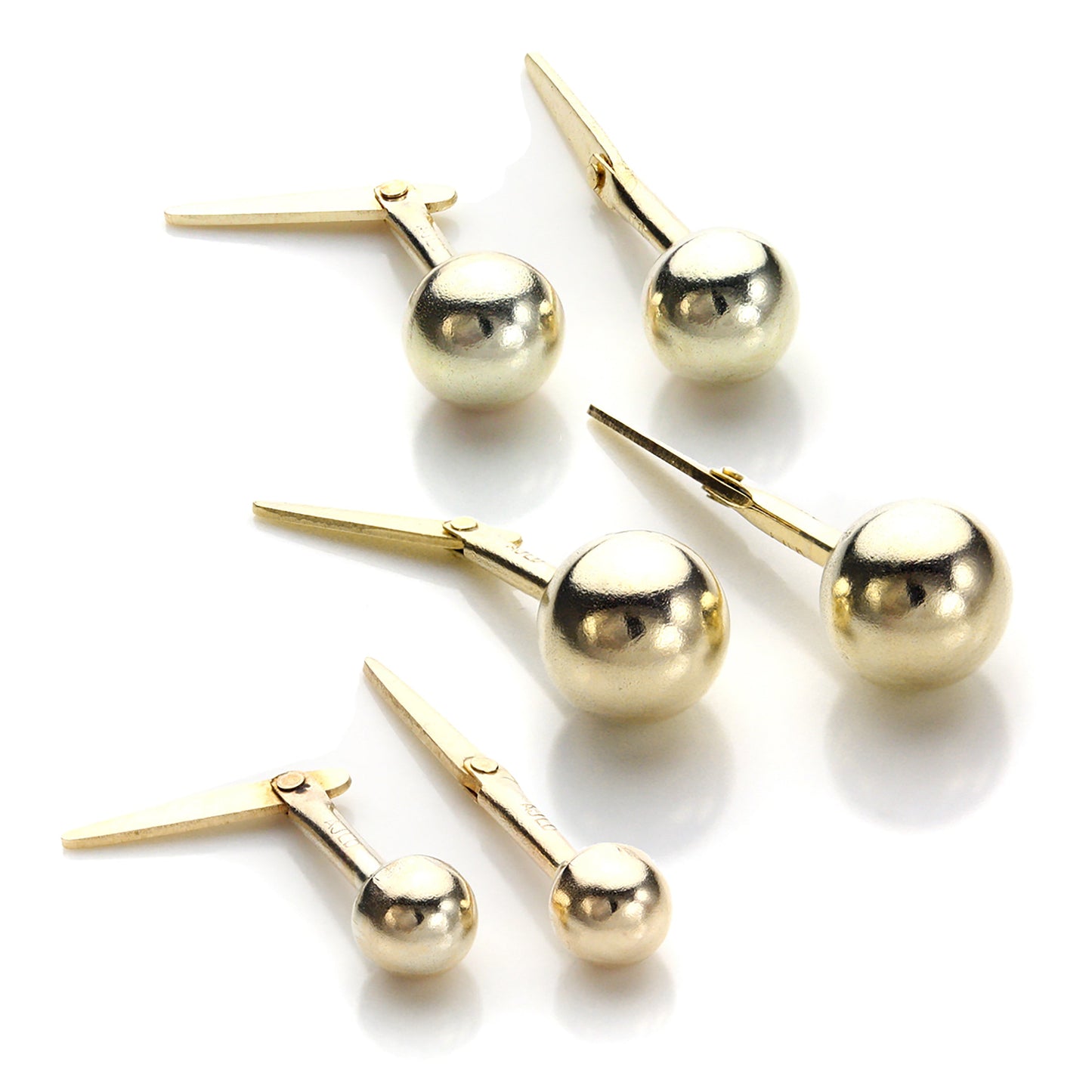 Triple 9ct Gold Andralok 3 4 &5mm Ball Stud Earrings Set