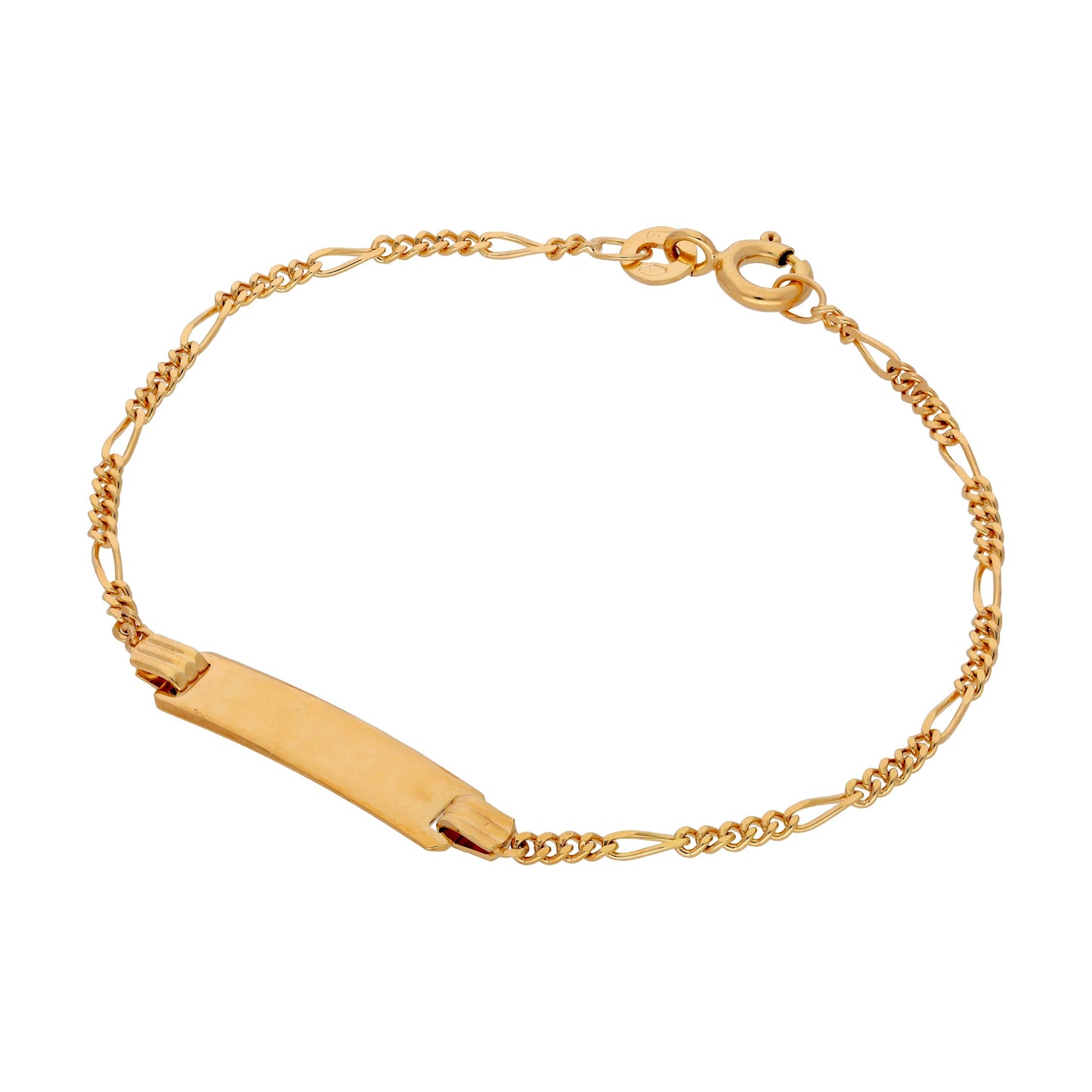 Fine 9ct Gold ID Plate Figaro Bracelet - 6 Inches