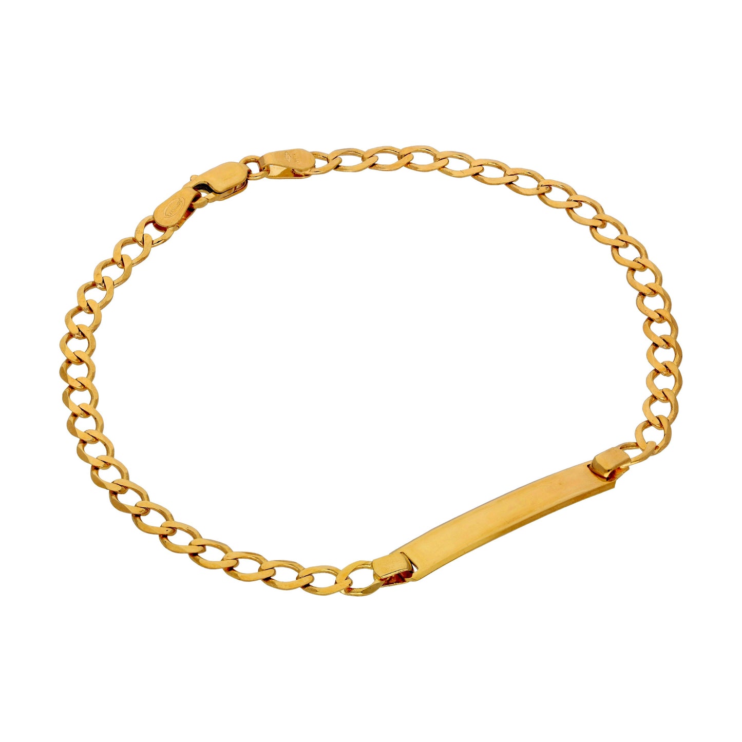 9ct Gold Open Curb ID Bracelet - 7 Inches