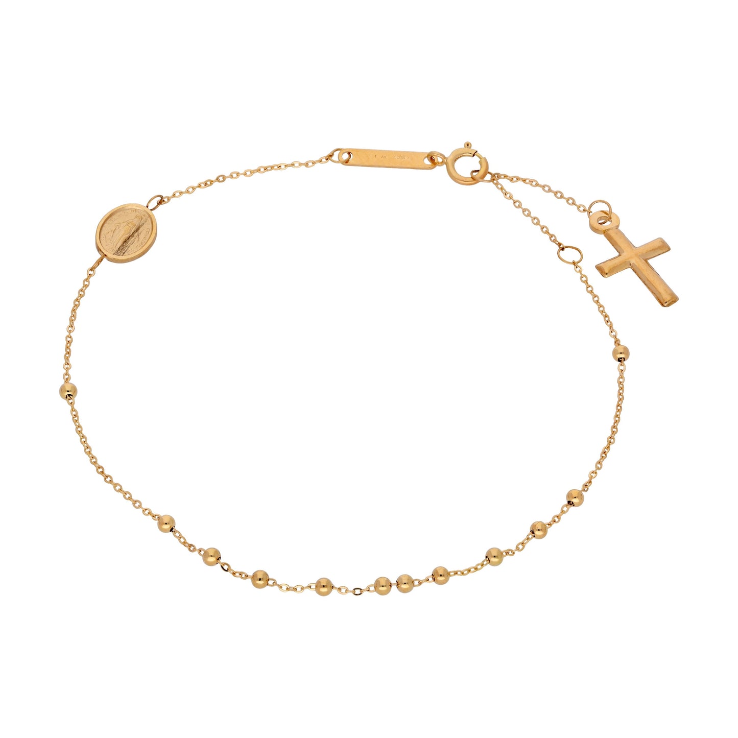 9ct Gold Adjustable Rosary Bracelet - 7 Inches