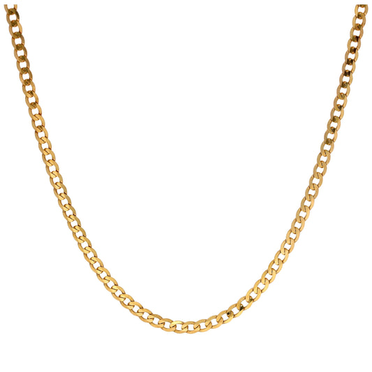 9ct Gold 2mm Thick Diamond Cut Curb Necklace 18 Inches