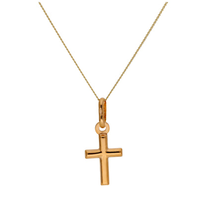 9ct Yellow Gold Plain Cross Necklace - 16 - 22 Inches