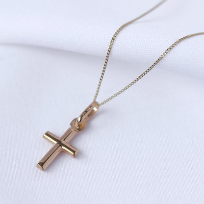 9ct Yellow Gold Plain Cross Necklace - 16 - 22 Inches