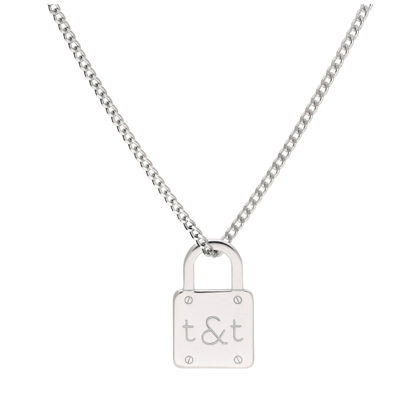 Bespoke Sterling Silver Initials Padlock Necklace 16-28 Inches