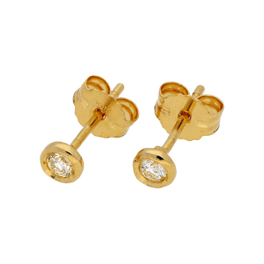 0.09ct Diamond 9ct Gold Round Stud Earrings