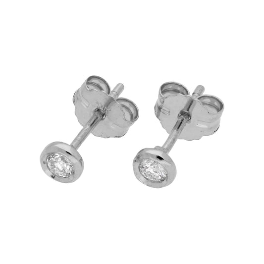 0.09ct Diamond 9ct White Gold Round Stud Earrings