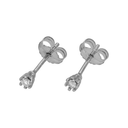 0.05ct Diamond 9ct White Gold 6 Prong Claw Set Stud Earrings