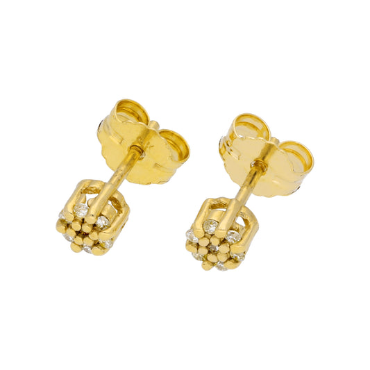 0.063ct Diamond 9ct Gold Cluster Round Stud Earrings