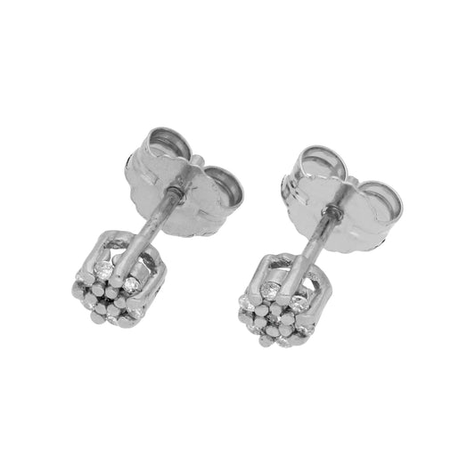 0.063ct Diamond 9ct White Gold Cluster Stud Earrings