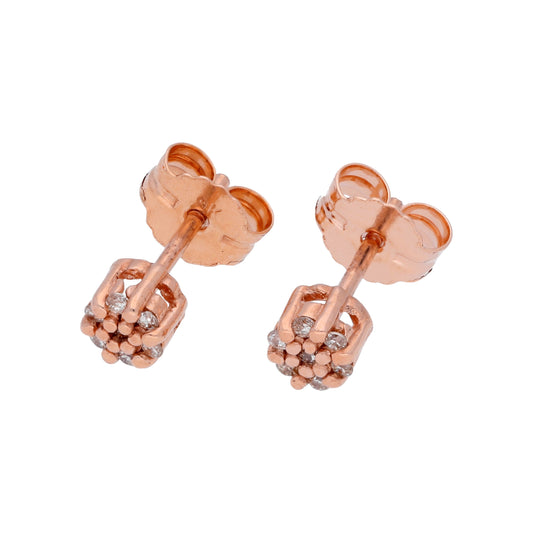 0.063ct Diamond 9ct Rose Gold Cluster Stud Earrings