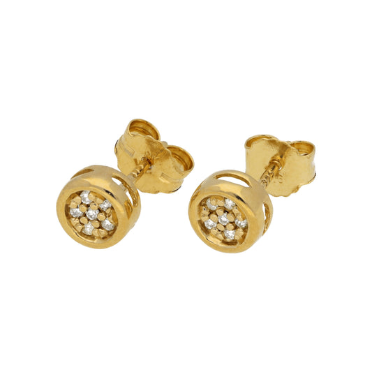 0.054ct Diamond 9ct Gold Cluster Round Stud Earrings