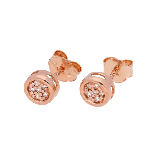 0.054ct Diamond 9ct Rose Gold Cluster Stud Earrings