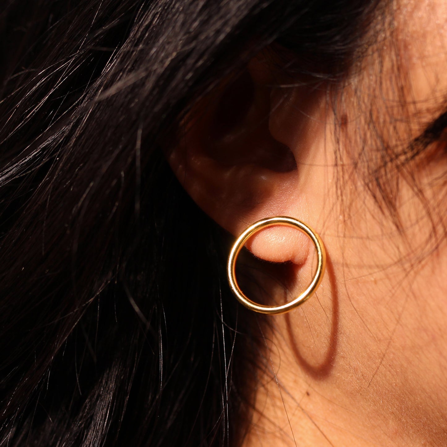 Gold Plated Sterling Silver 20mm Large Open Circle Stud Earrings