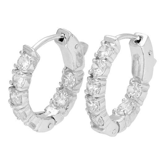 Sterling sølv CZ Eternity 20 mm hengslede Huggie Hoop øredobber