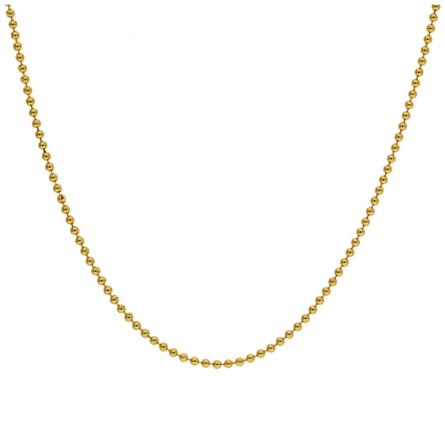 Gold Plated Sterling Silver 1mm Bead Chain 22 Inches