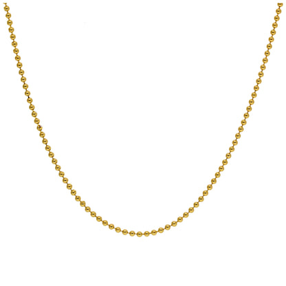 Gold Plated Sterling Silver 1mm Bead Chain 22 Inches