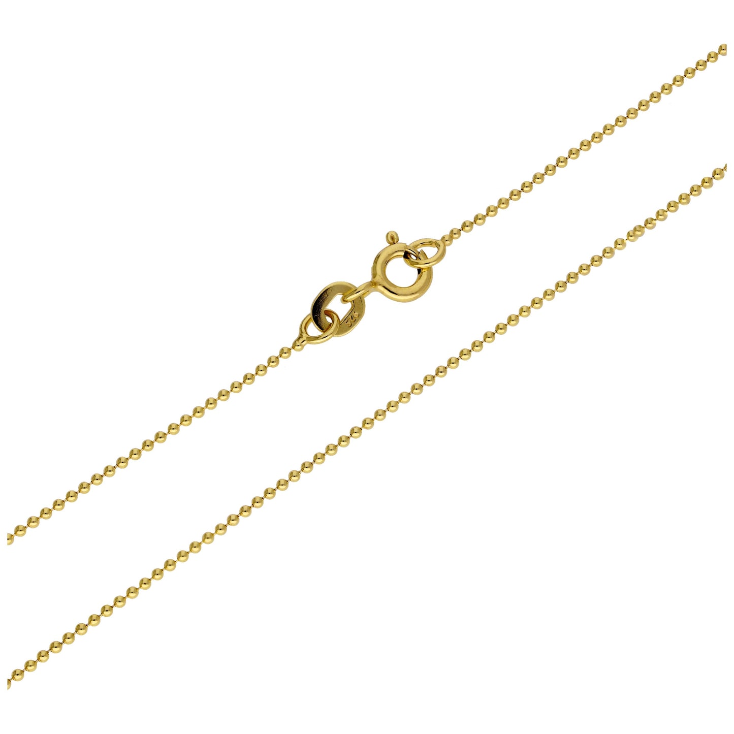 Gold Plated Sterling Silver 1mm Bead Chain 22 Inches