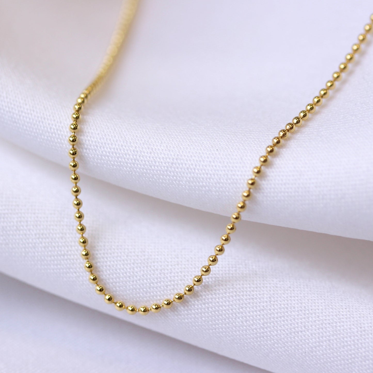 Gold Plated Sterling Silver 1mm Bead Chain 22 Inches