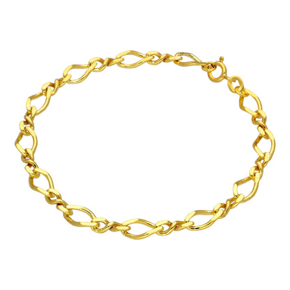 Gold Plated Sterling Silver Figaro Chain Bracelet 7 Inches