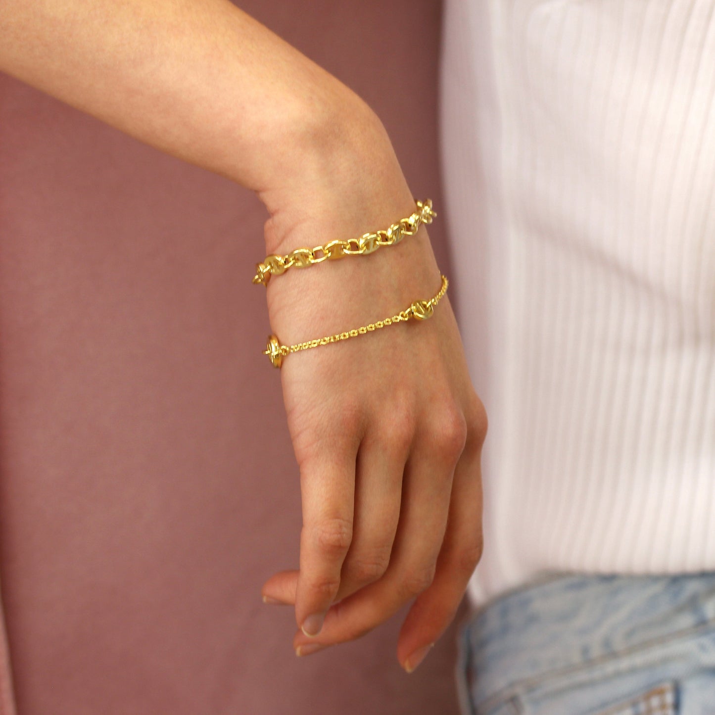 Gold Plated Sterling Silver Chunky Link Chain Bracelet