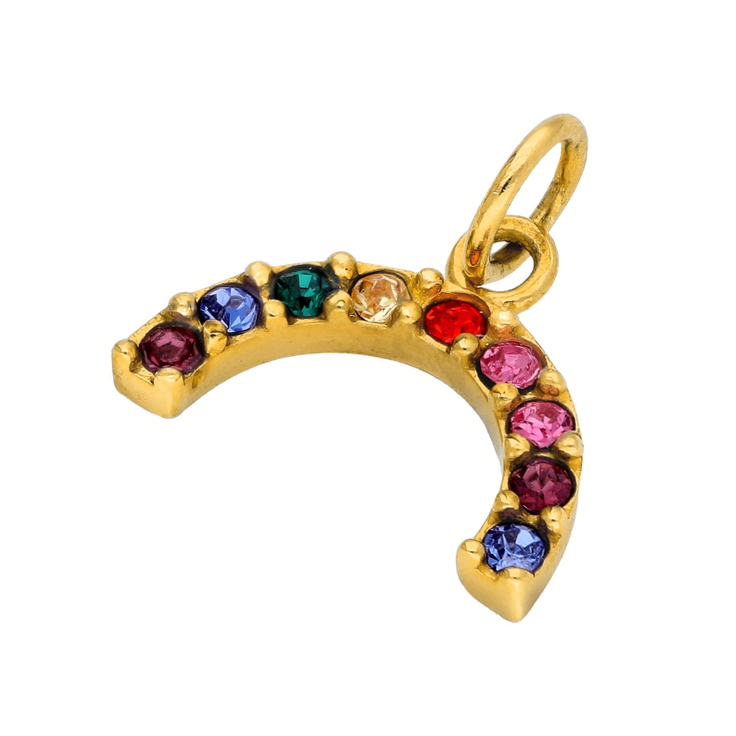 Gold Plated Sterling Silver CZ Rainbow Charm