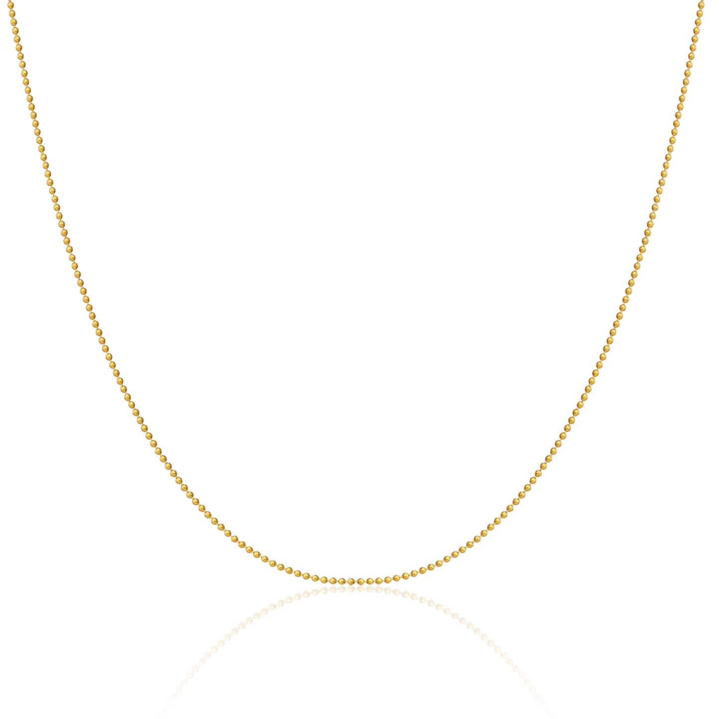 Gold Plated Sterling Silver 1mm Bead Chain 14 Inches