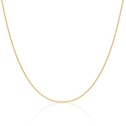 Gold Plated Sterling Silver 1mm Bead Chain 14 Inches