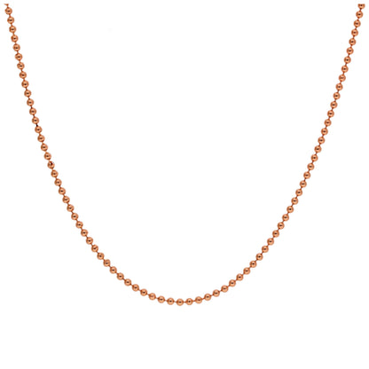 Rose Gold Plated Sterling Silver 1mm Bead Chain 22 Inches