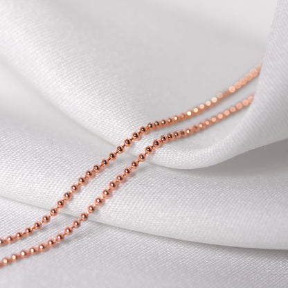 Rose Gold Plated Sterling Silver 1mm Bead Chain 22 Inches