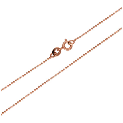 Rose Gold Plated Sterling Silver 1mm Bead Chain 22 Inches