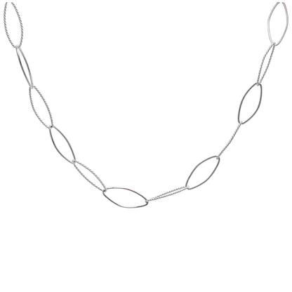 Sterling Silver Twisted Oval Link Chain Necklace 14+2 Inches