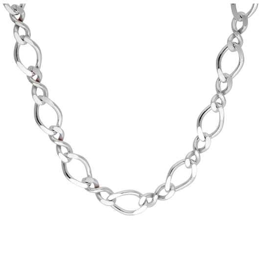 Sterling Silver Figaro Twist Link Necklace 16 - 18 Inches