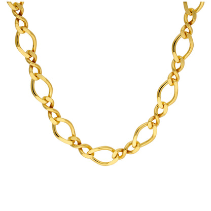 Gold Plated Sterling Silver Figaro Twist Link Necklace 16-18 Inch