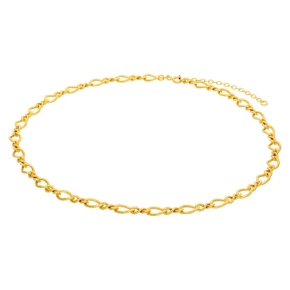 Gold Plated Sterling Silver Figaro Twist Link Necklace 16-18 Inch