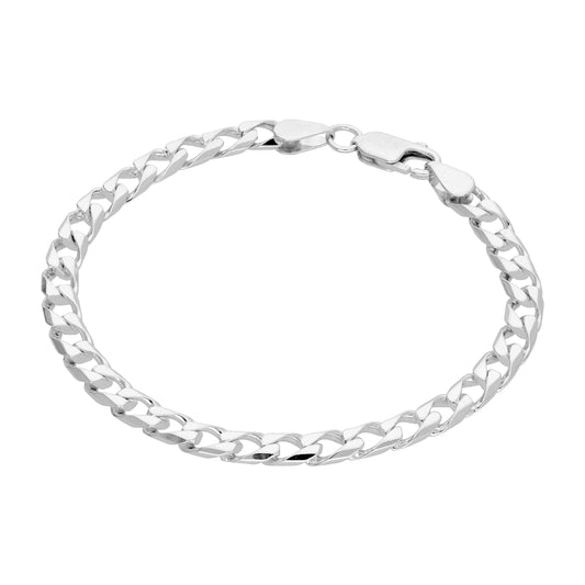 Sterlingsølv Flat 5 mm Curb Link Chain Armbånd 7,5 tommer