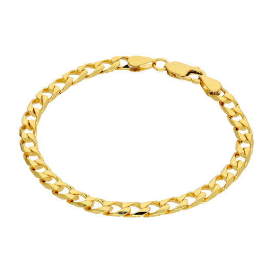 Gold Plated Sterling Silver Flat 5mm Curb Link Bracelet 7.5 Inch