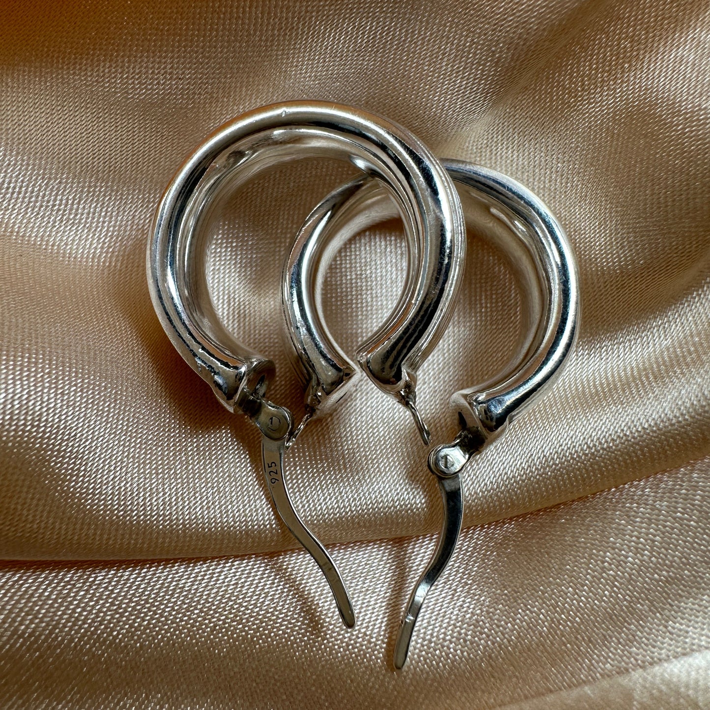 Sterling Silver Chunky Hollow Lined 20mm Hoop Earrings