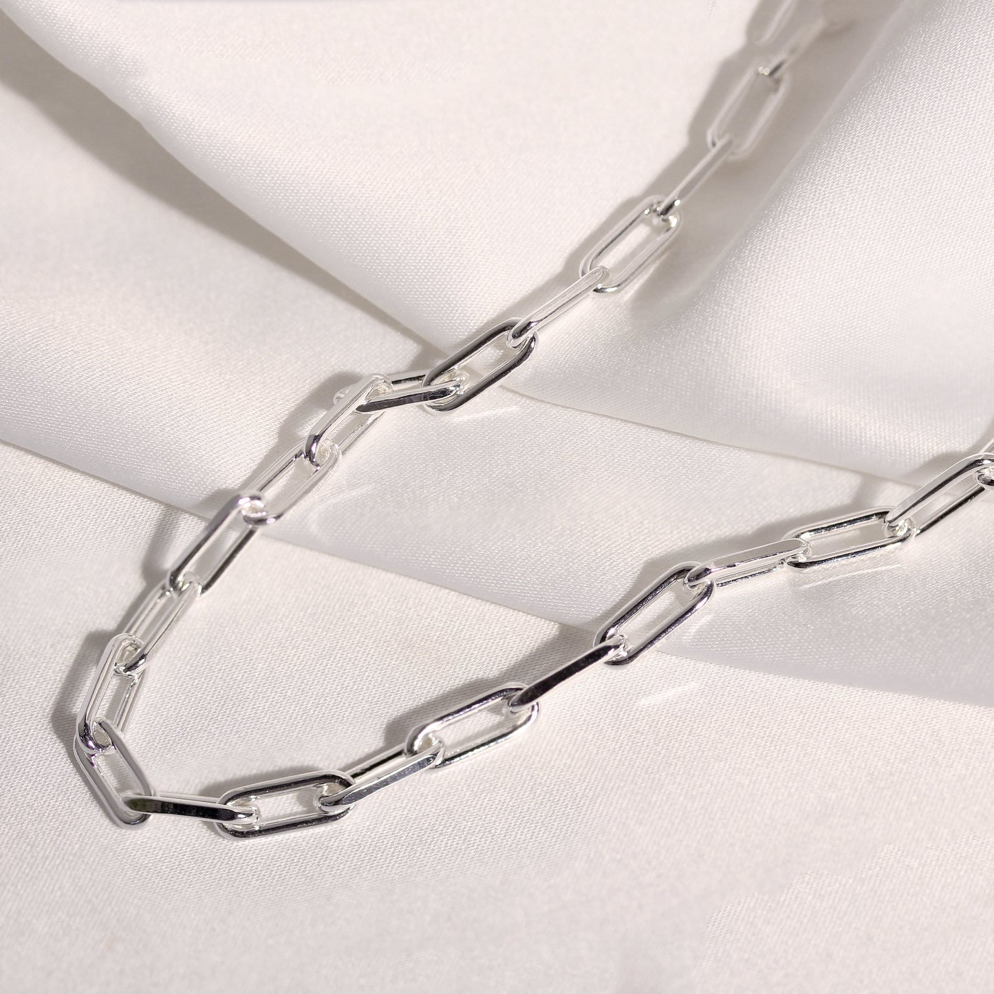 Sterling Silver Long Link Chain Choker Necklace 14-16 Inches