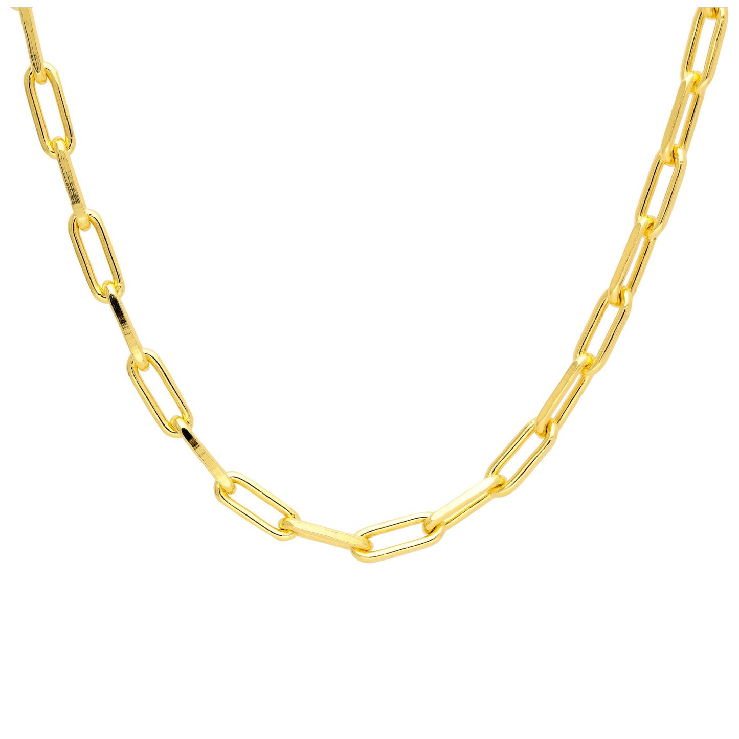 Gold Plated Sterling Silver Long Link Choker Necklace 14-16"