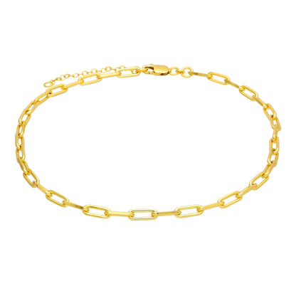 Gold Plated Sterling Silver Long Link Choker Necklace 14-16"