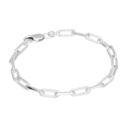 Sterling Silver Long Link Chain Bracelet 7 Inches