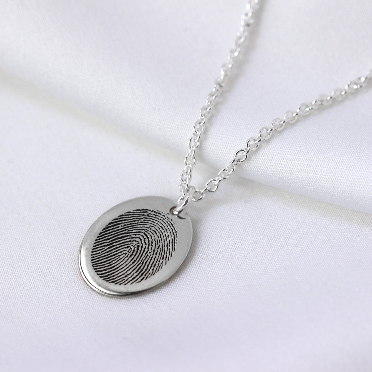Personalised Sterling Silver Fingerprint Oval Pendant