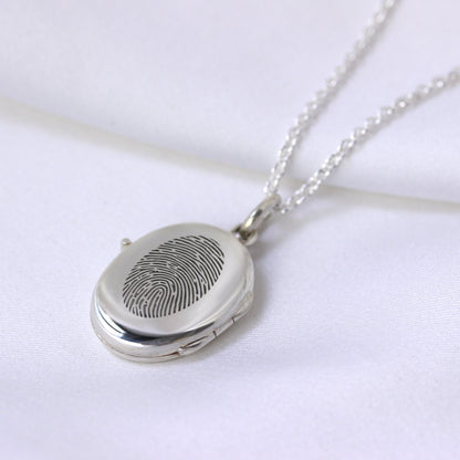 Personalised Sterling Silver Fingerprint Locket Necklace